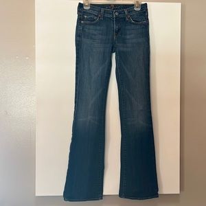7 For All Mankind Dark Wash Lightly Distressed Flare Jeans Size 26
